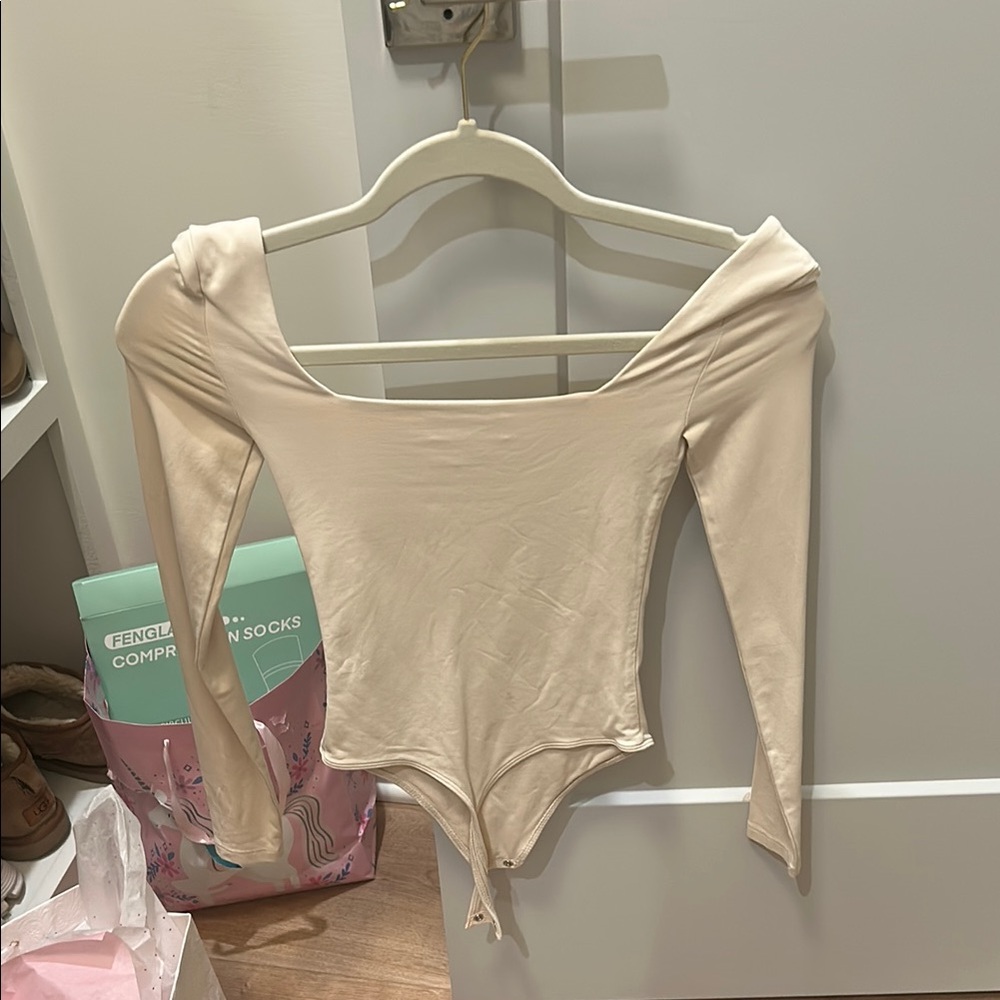 Women's Cream Long Sleeve Bodysuit